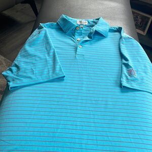 Peter Millar men’s golf polo size large, summer comfort turquoise, pink.